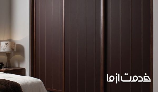 مدل کمد دیواری mdf قهوه‌ای
