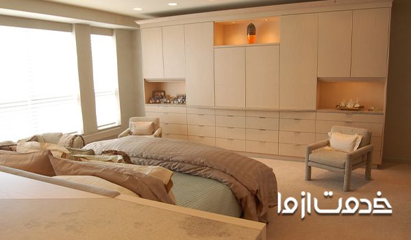 طرح کمد دیواری چوبی کرم