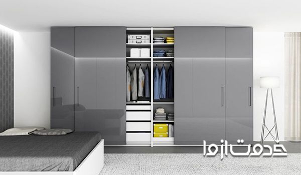 مدل کمد دیواری ریلی طوسی