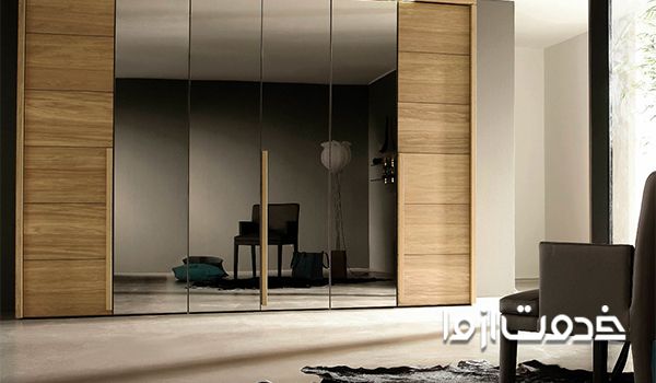 مدل کمد دیواری ریلی قهوه‌ای