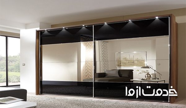 مدل کمد دیواری اتاق خواب با درب آینه‌ای