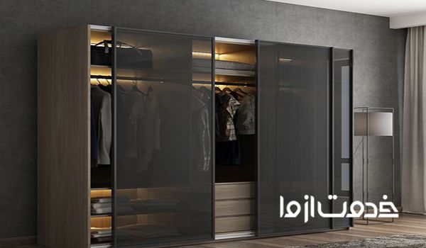 کمد دیواری لوکس شیشه‌ای مات