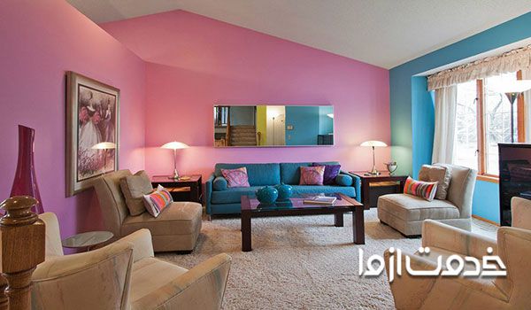 رنگ دیوار پذیرایی دو رنگ