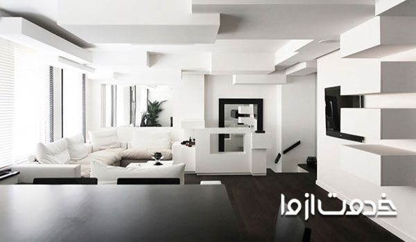 تنوع در رنگ دیوار پذیرایی