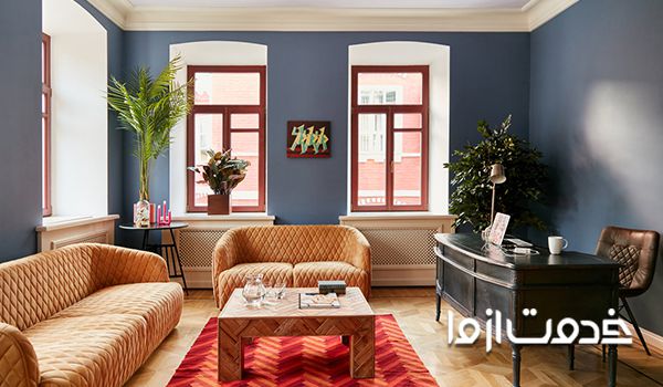 رنگ آبی برای دیوار پذیرایی