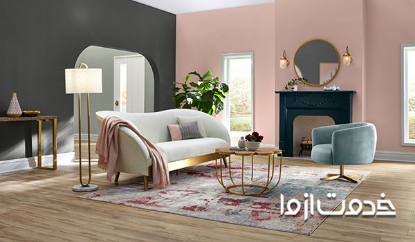 رنگ دیوار پذیرایی دو رنگ