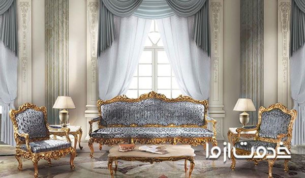 مبل استیل طلایی فیروزه ای