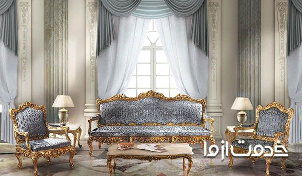 مبل استیل طلایی فیروزه ای