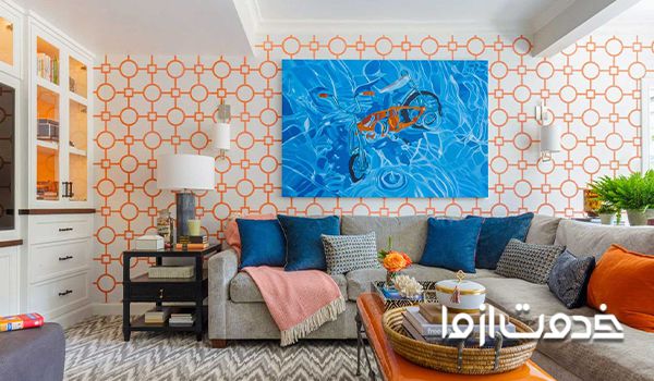 مکمل رنگ آبی در دکوراسیون - ترکیب چند رنگ آبی، طوسی و رنگ‌های روشن