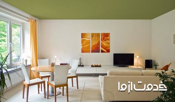 نمونه رنگ آمیزی و نقاشی سقف ساختمان با رنگ پلاستیک