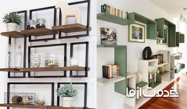 تزیین و دکوراسیون دیوار با شلف دکوری چوبی