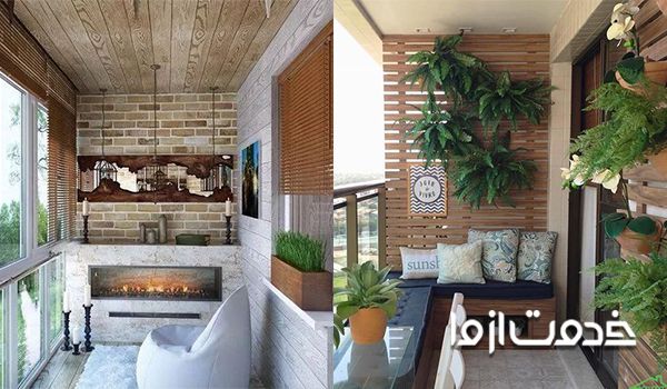 تزیین و دکوراسیون دیوارتراس با گلدان
