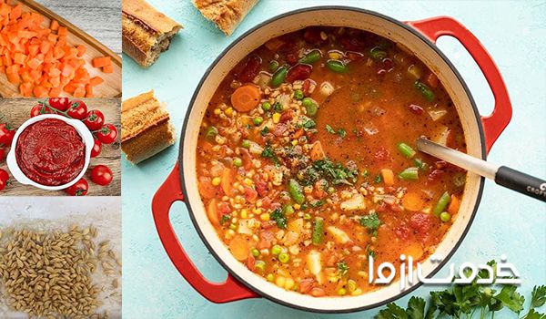 مواد لازم برای تهیه سوپ جو قرمز