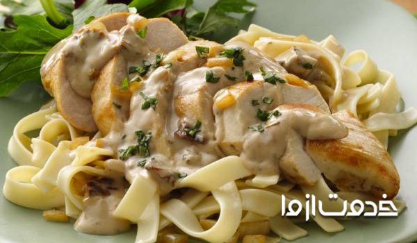 مواد لازم برای تهیه پاستا با مرغ و سس آلفردو