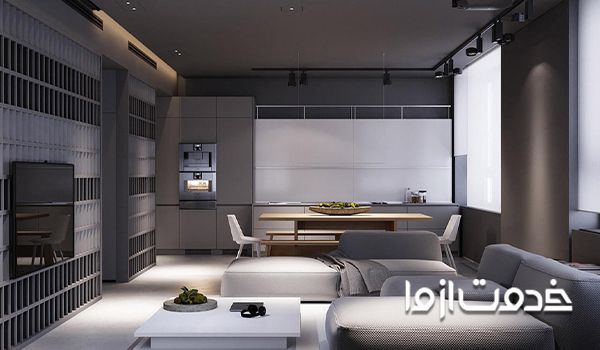 یک نمونه از کاربرد رنگ خاکستری زغالی در نقاشی ساختمان