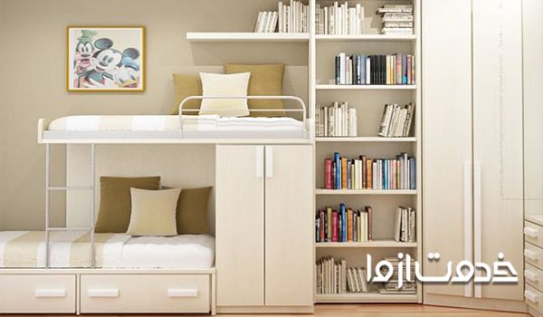 دکوراسیون اتاق خواب خانه کوچک با تخت‌های دو طبقه