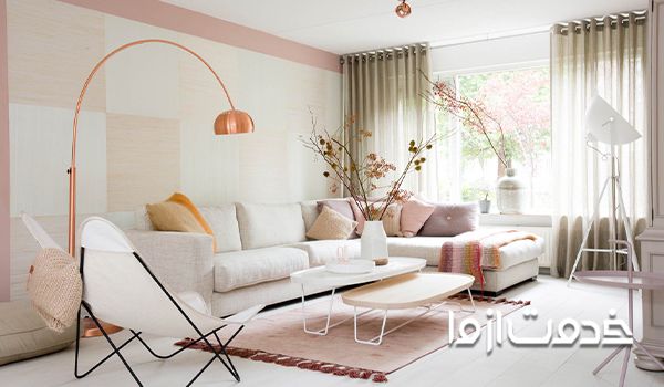 رنگ صورتی روشن با رنگ‌های گرم و سرد برای دکوراسیون