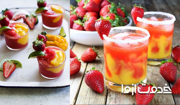 نوشیدنی تابستانی برای مهمانی - کوکتل توت فرنگی و انبه