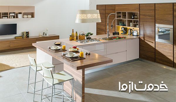 استفاده از قابلیت اپن آشپزخانه ایرانی بعنوان میز نهارخوری