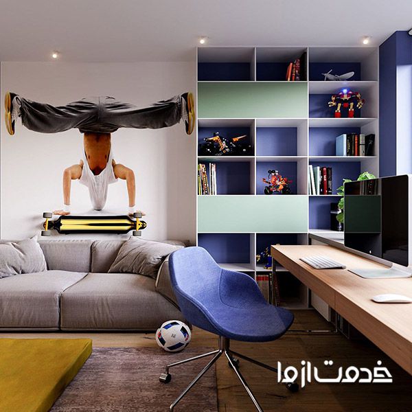 چیدمان اتاق خواب ۱۲ متری پسرانه