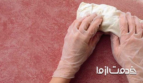 پتینه کاری دیوار با تکنیک رنگ برداری 