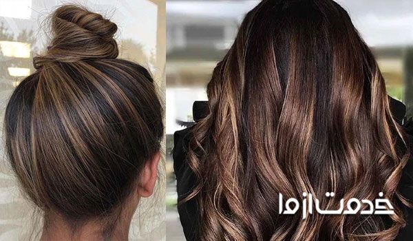 هایلایت کاراملی روی موی مشکی