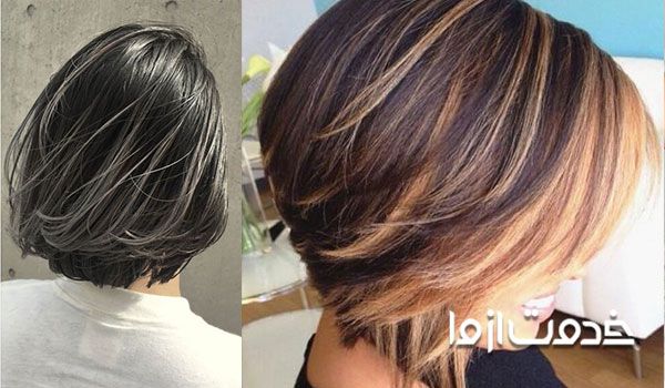 هایلایت موی کوتاه مشکی با رنگ‌های خاص
