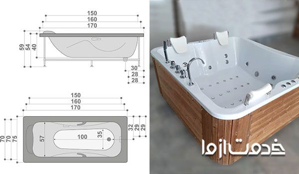 ابعاد جکوزی 4 نفره