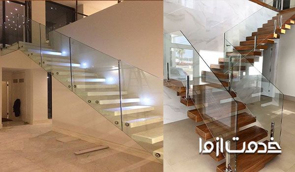 اجرای نرده شیشه‌ای فریملس- بدون فریم