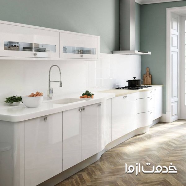 کابینت های گلاس سفید صدفی