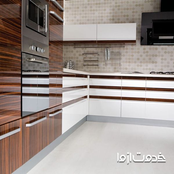 کابینت های گلاس سفید گردویی