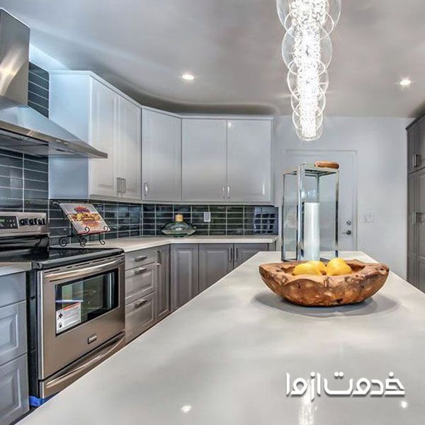 مدل کابینت ام دی اف سفید طوسی