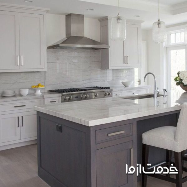 مدل کابینت سفید طوسی