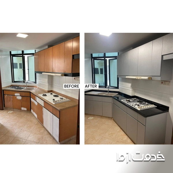 برچسب کابینت قبل و بعد