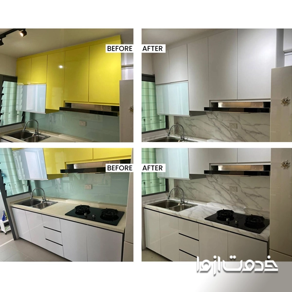 عکس قبل و بعد برچسب کابینت
