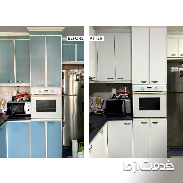 قبل و بعد کابینت با برچسب