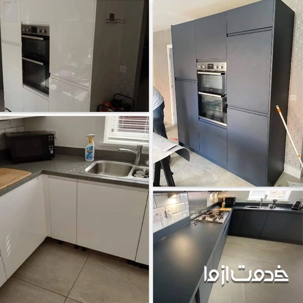 بازسازی برچسب کابینت قبل و بعد