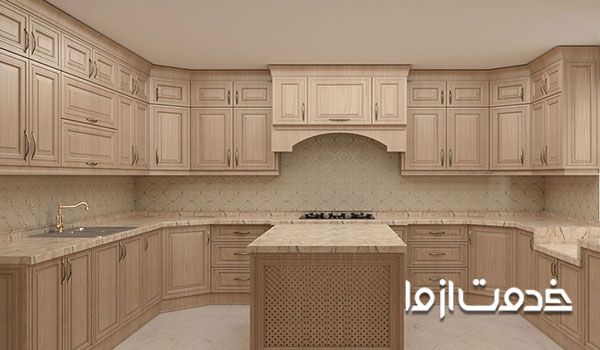 کابینت کلاسیک با روکش چوبی