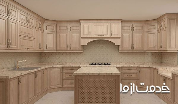 کابینت کلاسیک با روکش چوبی