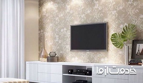 کاغذ دیواری کلاسیک پشت تلویزیون