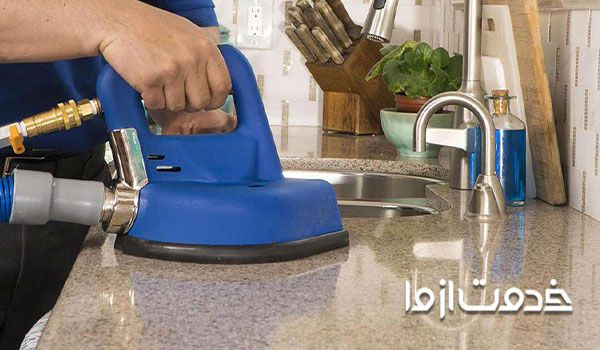 پولیش کردن و برق انداختن سنگ مرمر کانتر 