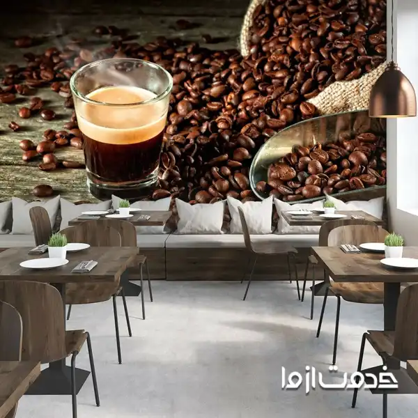 طرح سه بعدی روی دیوار کافه