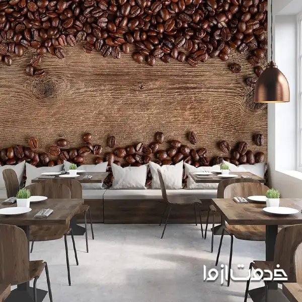 دیوارپوش سه‌بعدی کافه‌