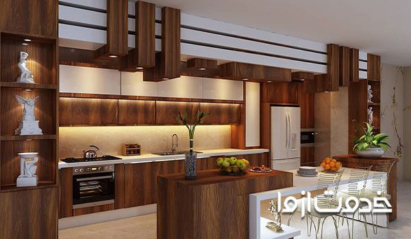 سقف کاذب چوبی آشپزخانه