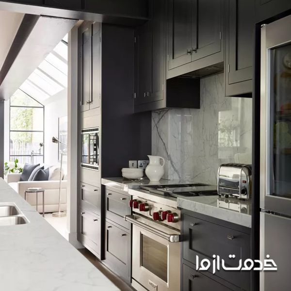 دکور کابینت سقفی برای آشپزخانه باریک