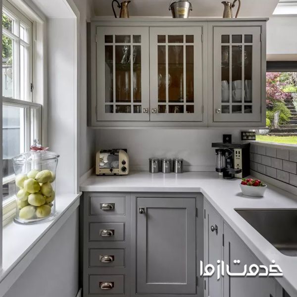 مدل کشوهای زیاد کابینت آشپزخانه کوچک