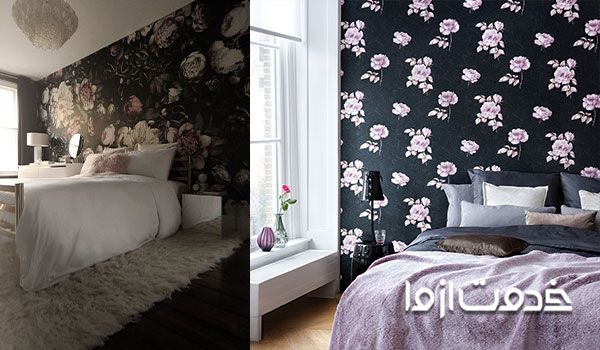 کاغذ دیواری اتاق خواب با طرح گلدار