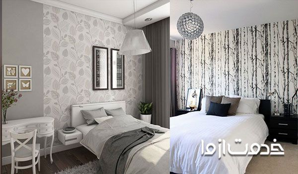 ترکیب رنگ و کاغذ دیواری در اتاق خواب