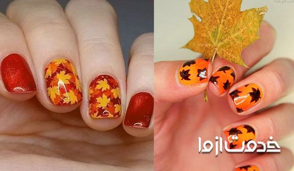 طراحی و ژلیش ناخن پاییزی ساده 