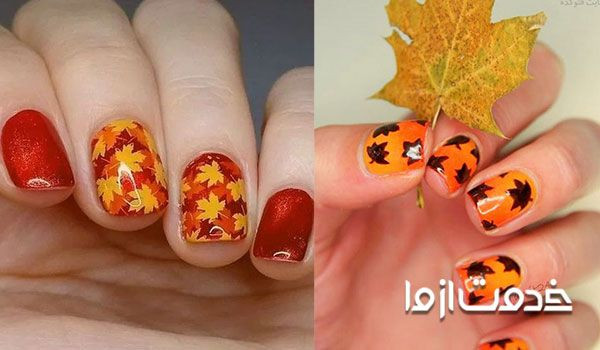 طراحی و ژلیش ناخن پاییزی ساده 